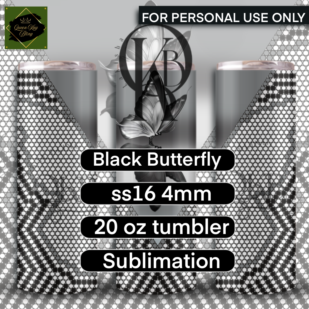 Black Butterfly Rhinestone Template -Sublimation