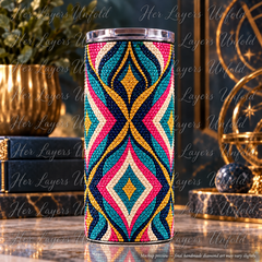 Jewel Lattice Rhythm diamond art tumbler mockup