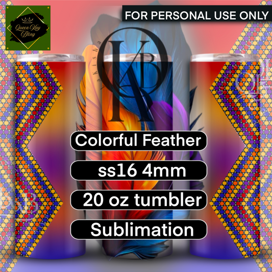 Colorful Feather Rhinestone Template - Sublimation