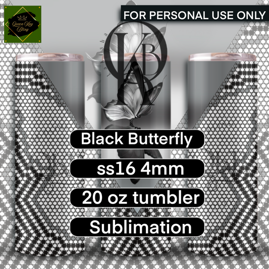 Black Butterfly Rhinestone Template -Sublimation