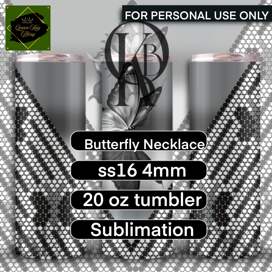 Butterfly Necklace Rhinestone Template - Sublimation