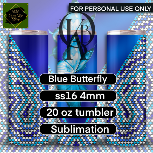 Blue Butterfly Rhinestone Template - Sublimation