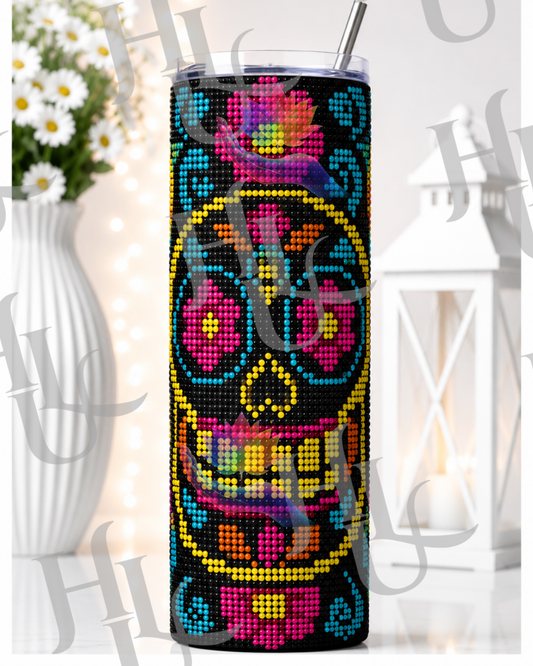 Sugar Skull Bloom ~ Diamond Art Tumbler