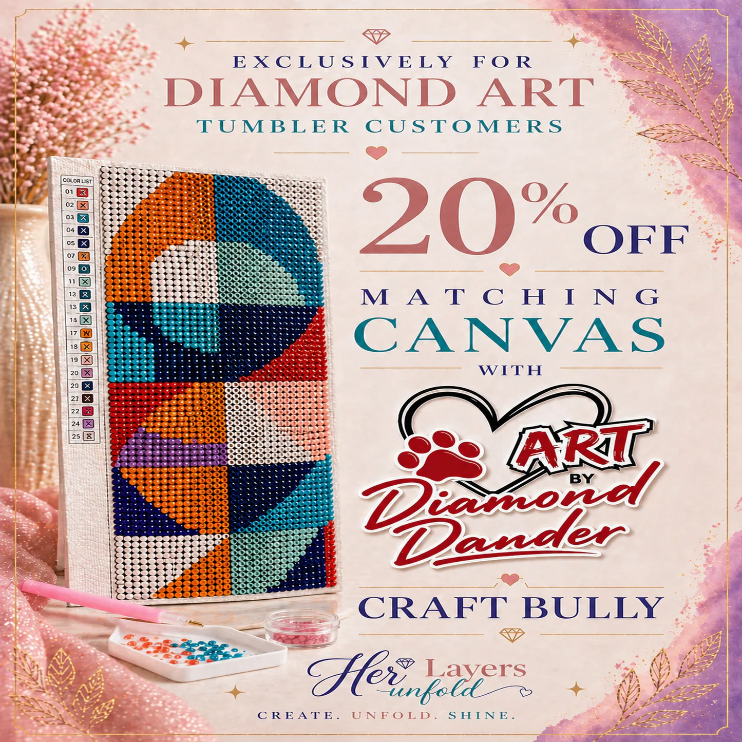 20% off Matching Diamond Art Canvas