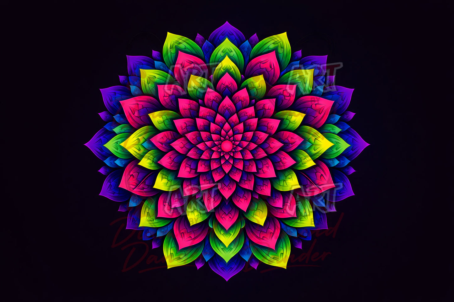 Art By Diamond Dander - Neon Lotus Mandala