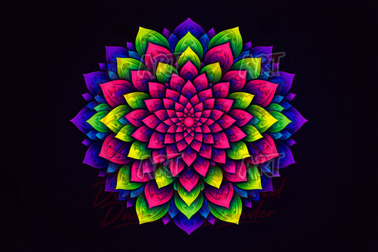 Art By Diamond Dander - Neon Lotus Mandala