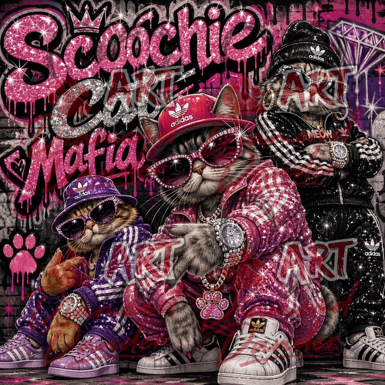Art By Diamond Dander - The Scoochie Cats