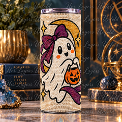 Boo With a Bow diamond art tumbler mockup